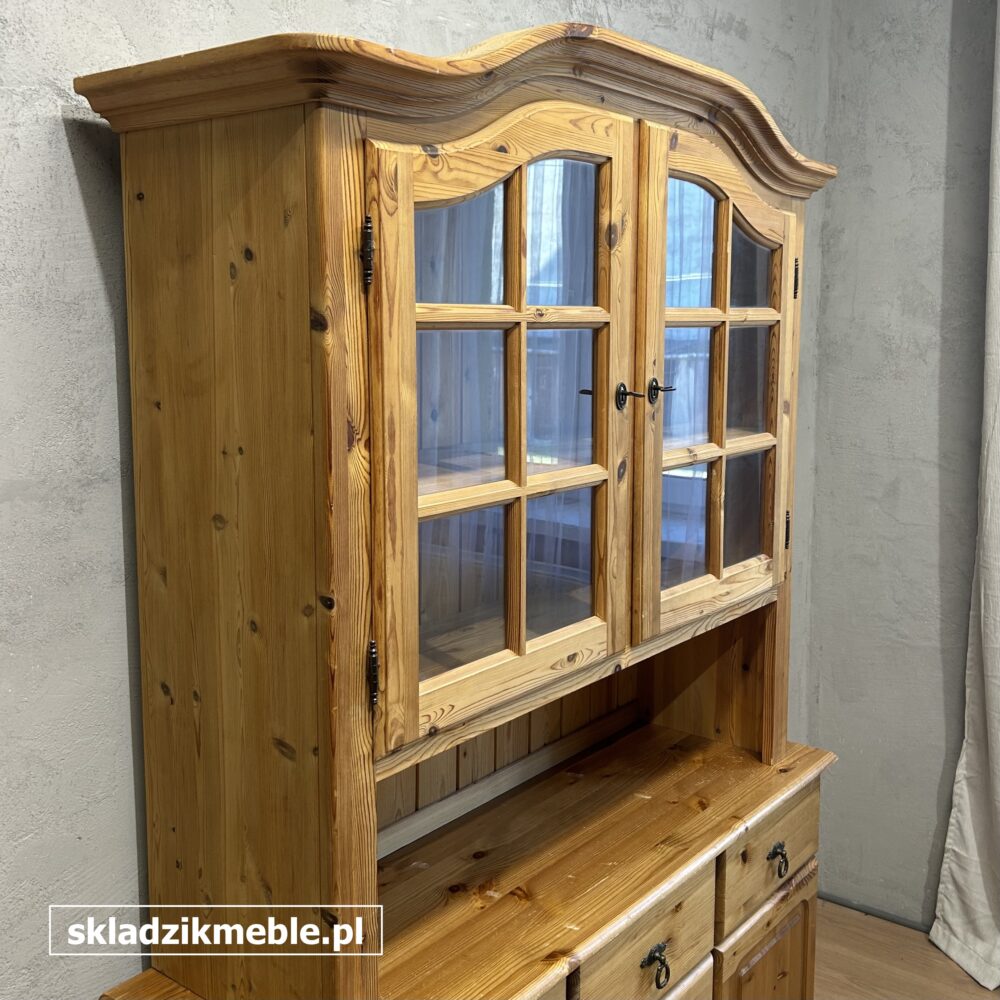 150925 NIEWIELKI KREDENS SOSNOWY Z PRZESZKLONĄ WITRYNĄ - obrazek 5