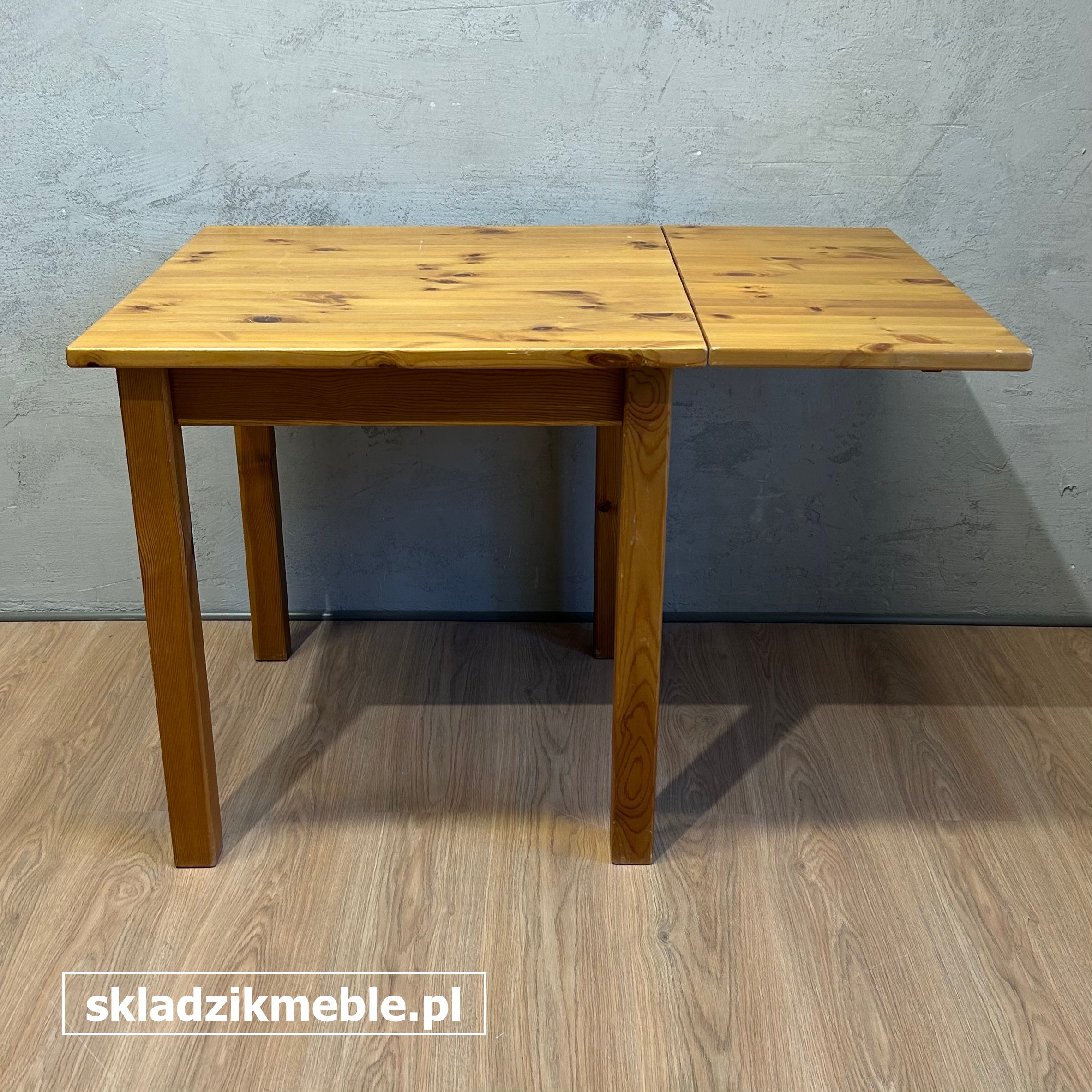 041025 PROSTY STÓŁ KUCHENNY, SOSNOWY, Z DODATKOWYM BLATEM - obrazek 11