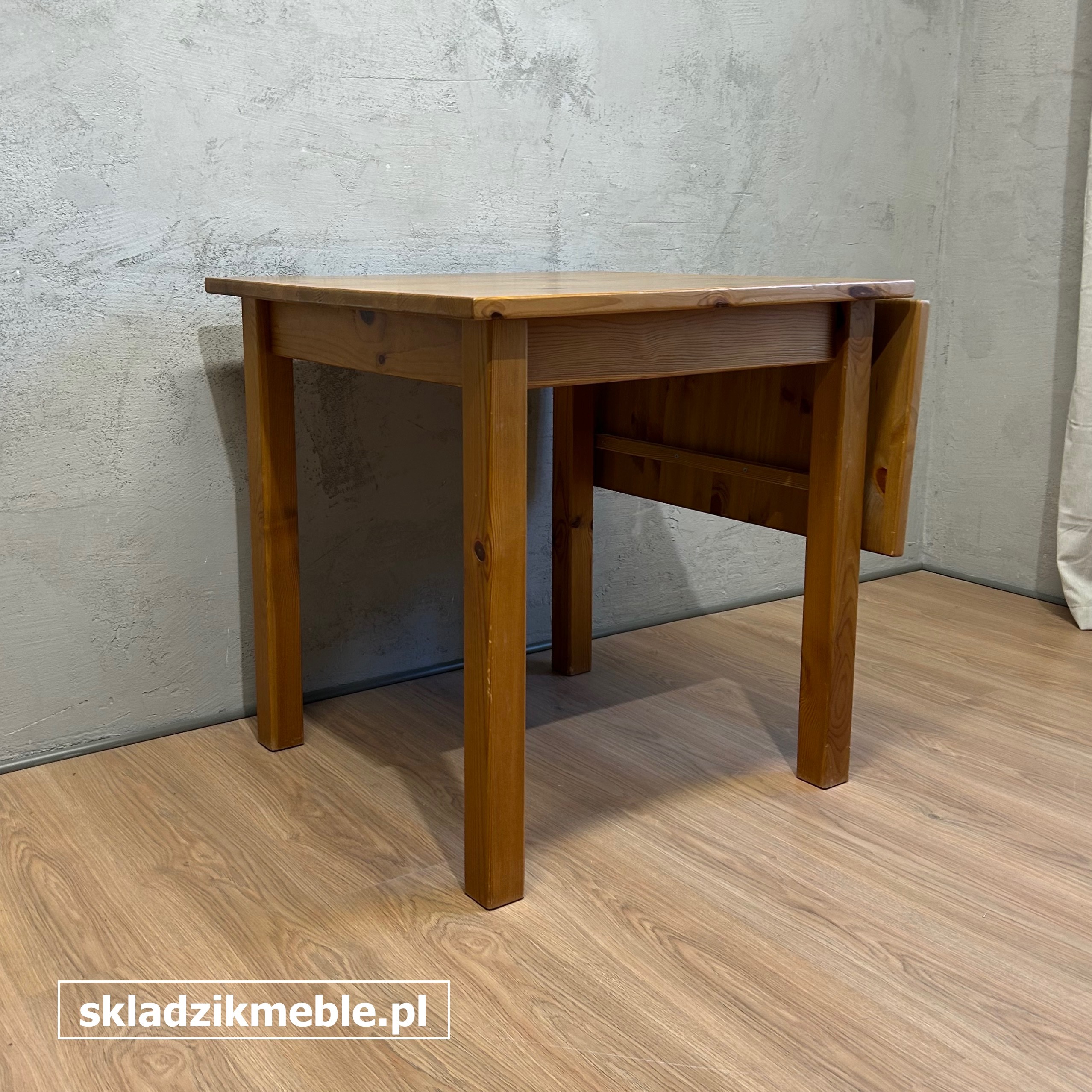 041025 PROSTY STÓŁ KUCHENNY, SOSNOWY, Z DODATKOWYM BLATEM - obrazek 9