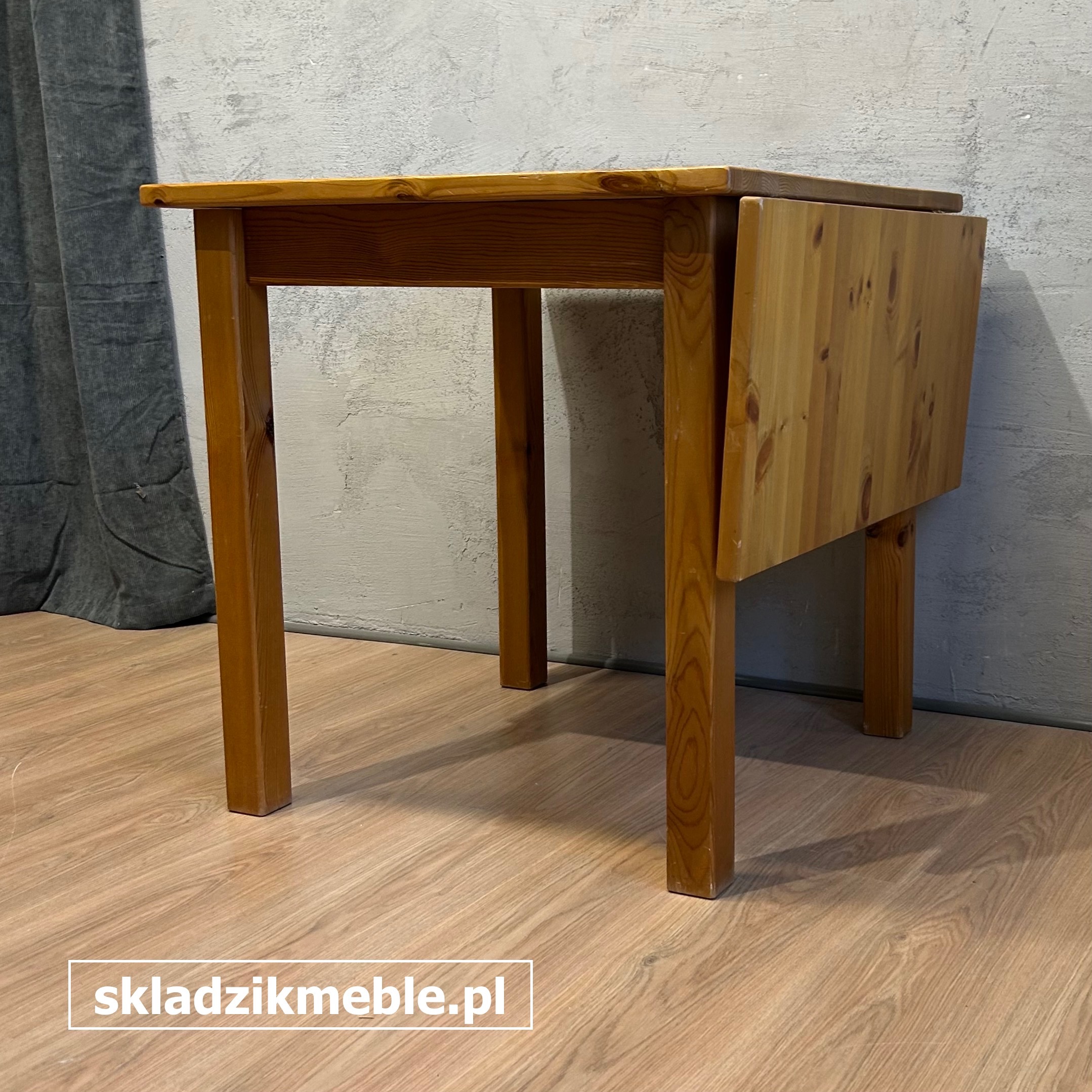 041025 PROSTY STÓŁ KUCHENNY, SOSNOWY, Z DODATKOWYM BLATEM - obrazek 8