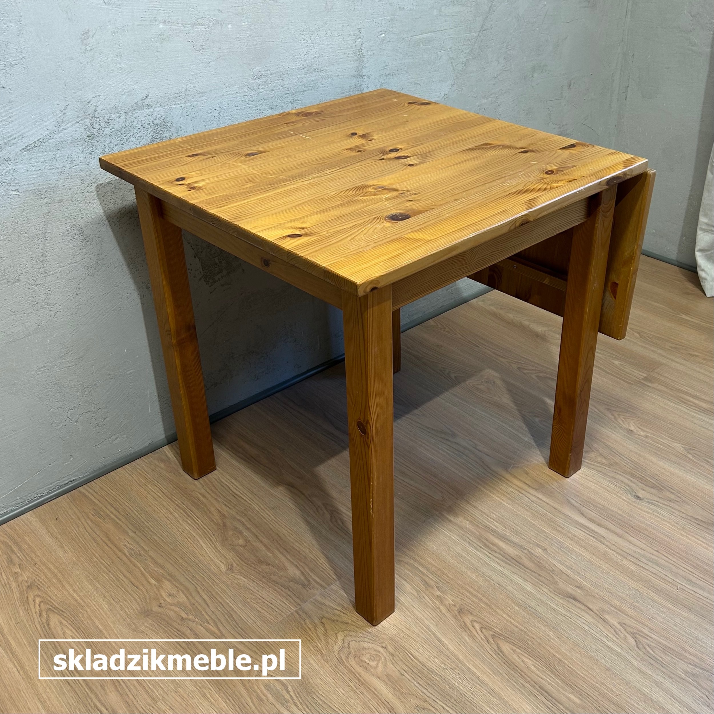 041025 PROSTY STÓŁ KUCHENNY, SOSNOWY, Z DODATKOWYM BLATEM - obrazek 6