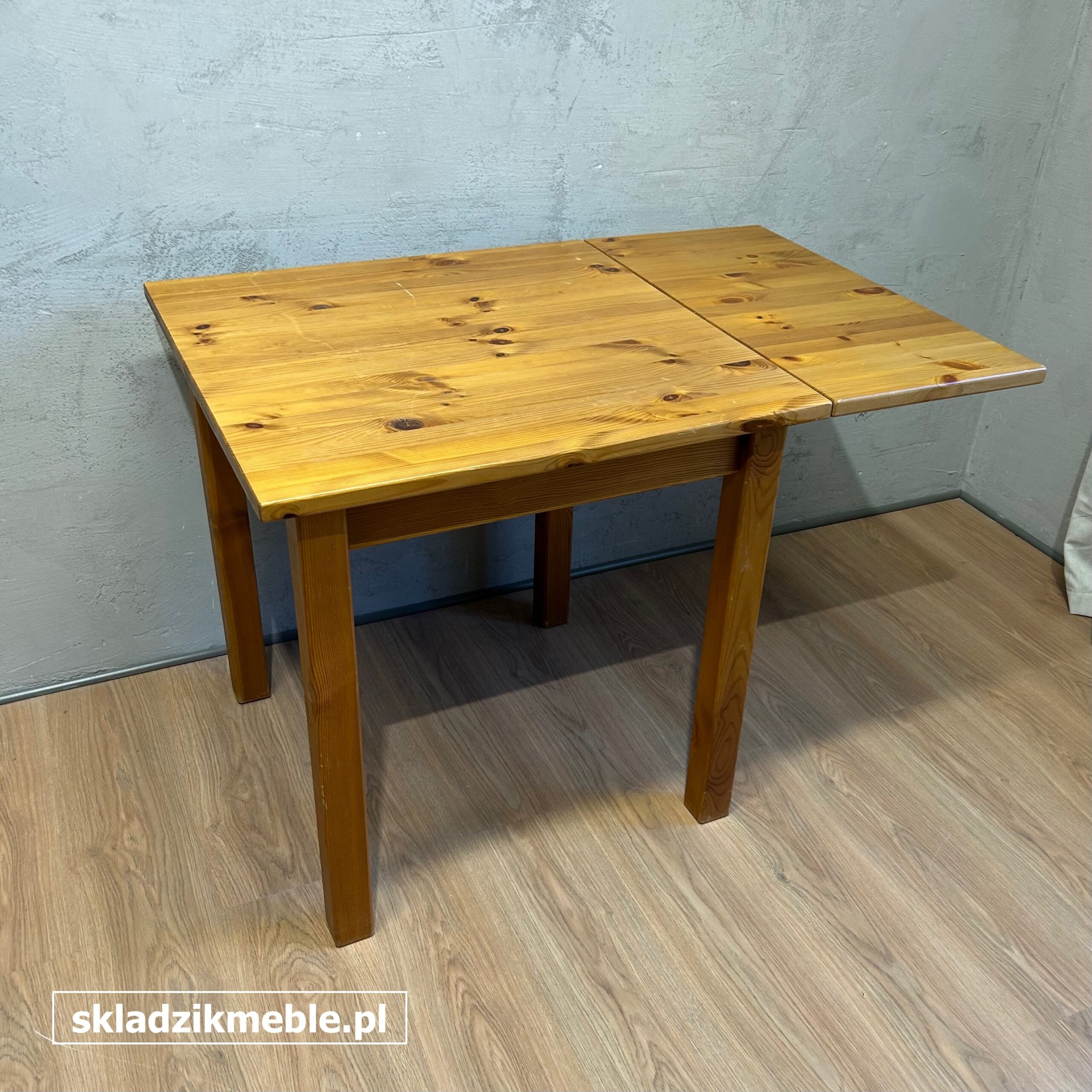 041025 PROSTY STÓŁ KUCHENNY, SOSNOWY, Z DODATKOWYM BLATEM - obrazek 5