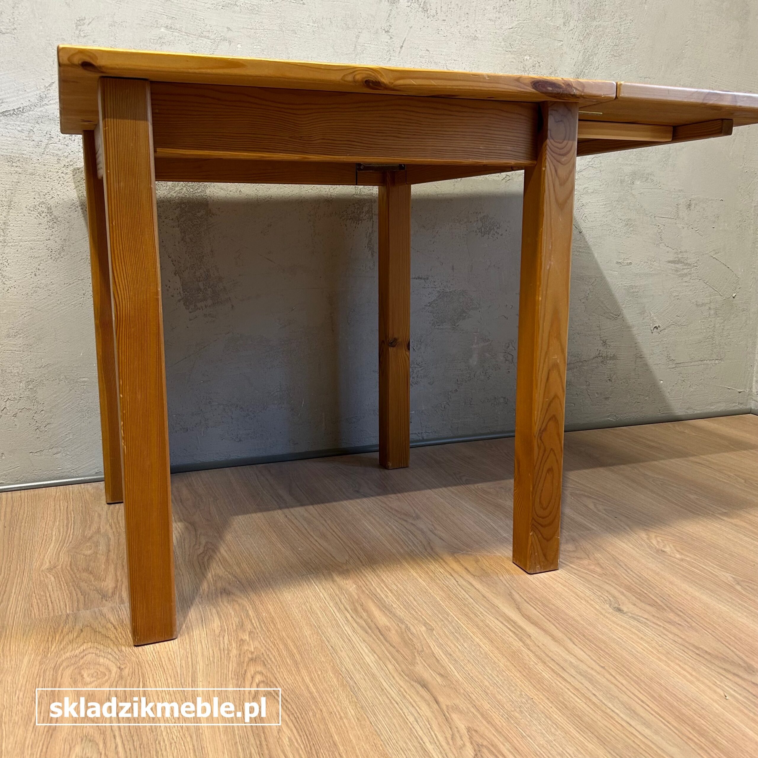 041025 PROSTY STÓŁ KUCHENNY, SOSNOWY, Z DODATKOWYM BLATEM - obrazek 4