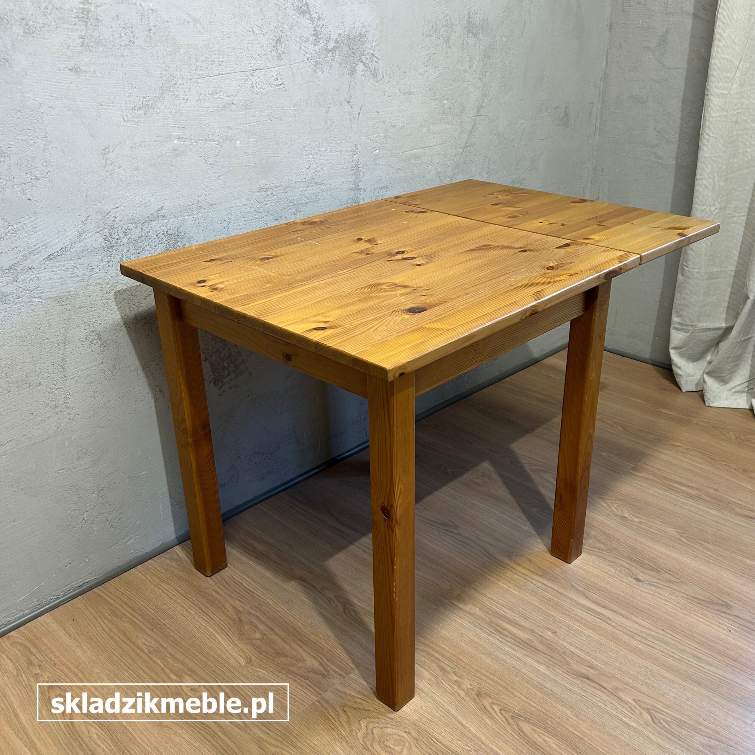 041025 PROSTY STÓŁ KUCHENNY, SOSNOWY, Z DODATKOWYM BLATEM - obrazek 2