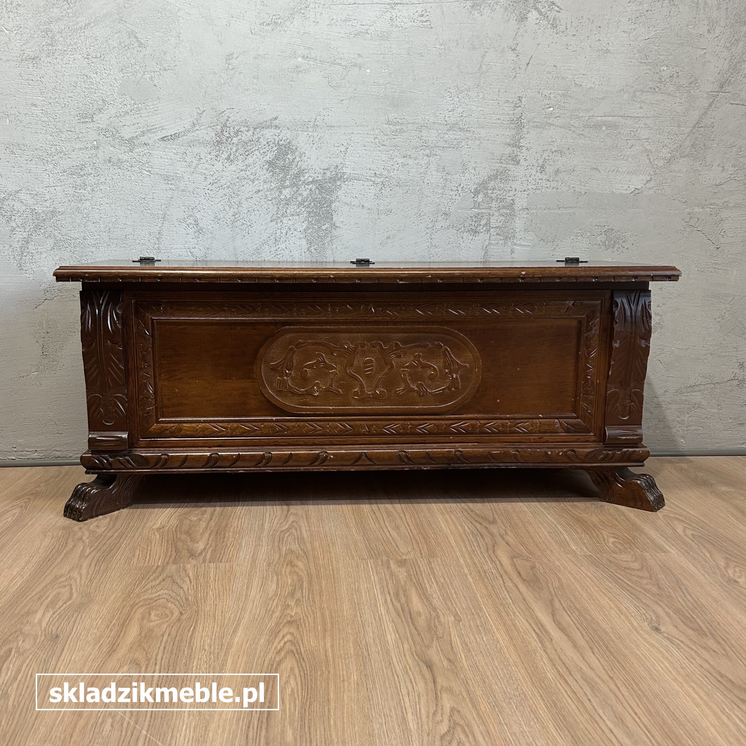 191025 RUSTYKALNA SKRZYNIA, KUFER, SIEDZISKO ZE SCHOWKIEM - obrazek 2