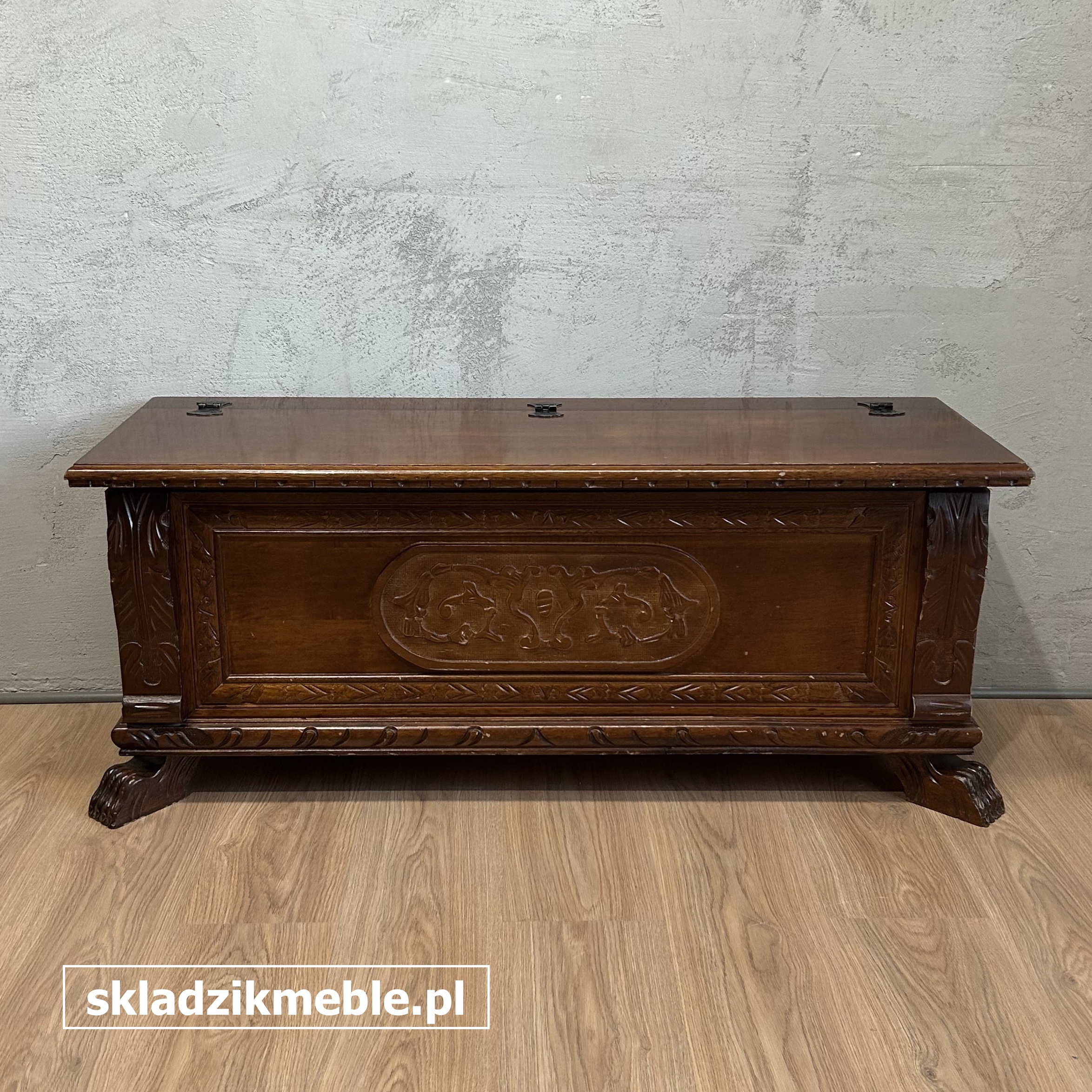 191025 RUSTYKALNA SKRZYNIA, KUFER, SIEDZISKO ZE SCHOWKIEM