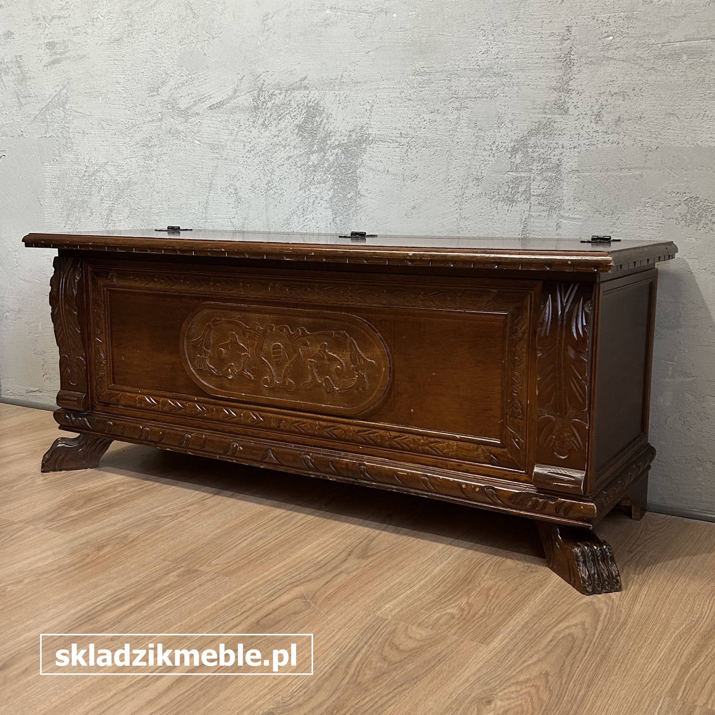 191025 RUSTYKALNA SKRZYNIA, KUFER, SIEDZISKO ZE SCHOWKIEM - obrazek 6