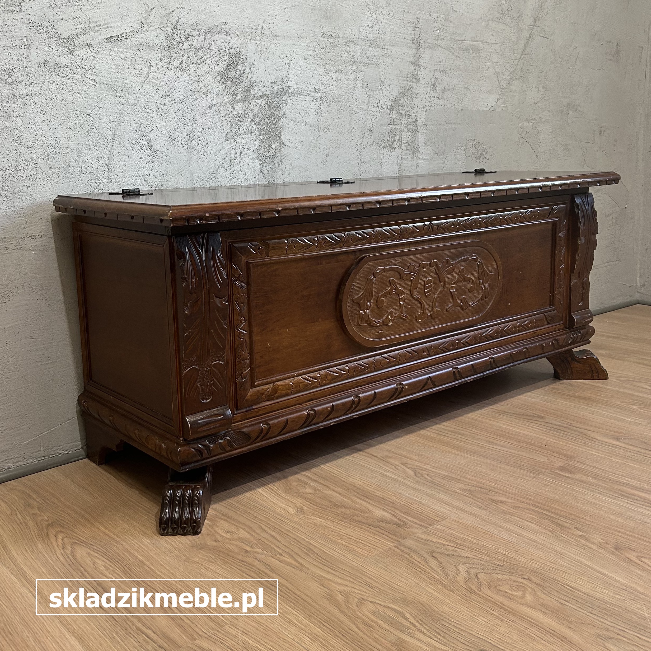 191025 RUSTYKALNA SKRZYNIA, KUFER, SIEDZISKO ZE SCHOWKIEM - obrazek 7