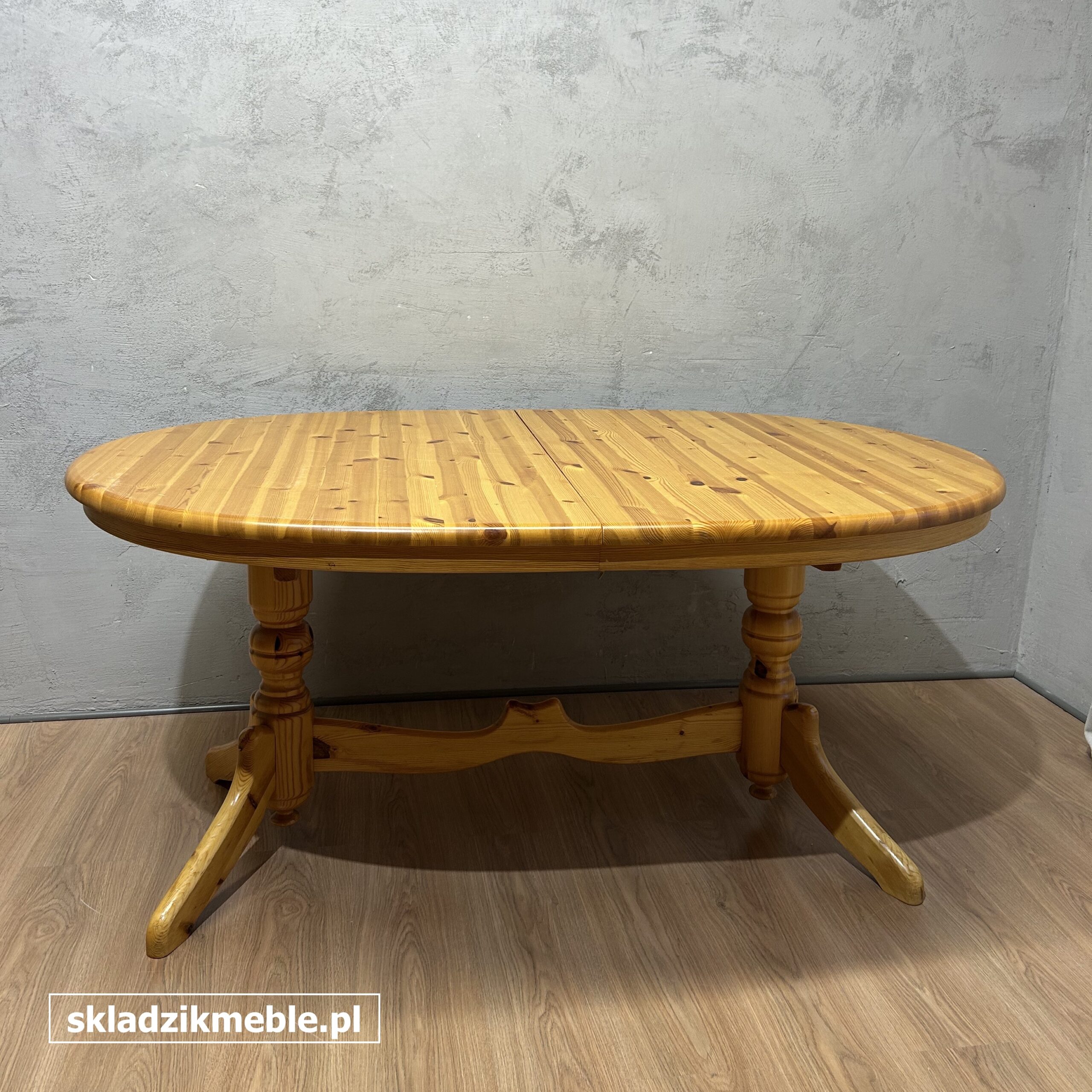 251025 STÓŁ SOSNOWY OWALNY, ROZKŁADANY DO 260 CM