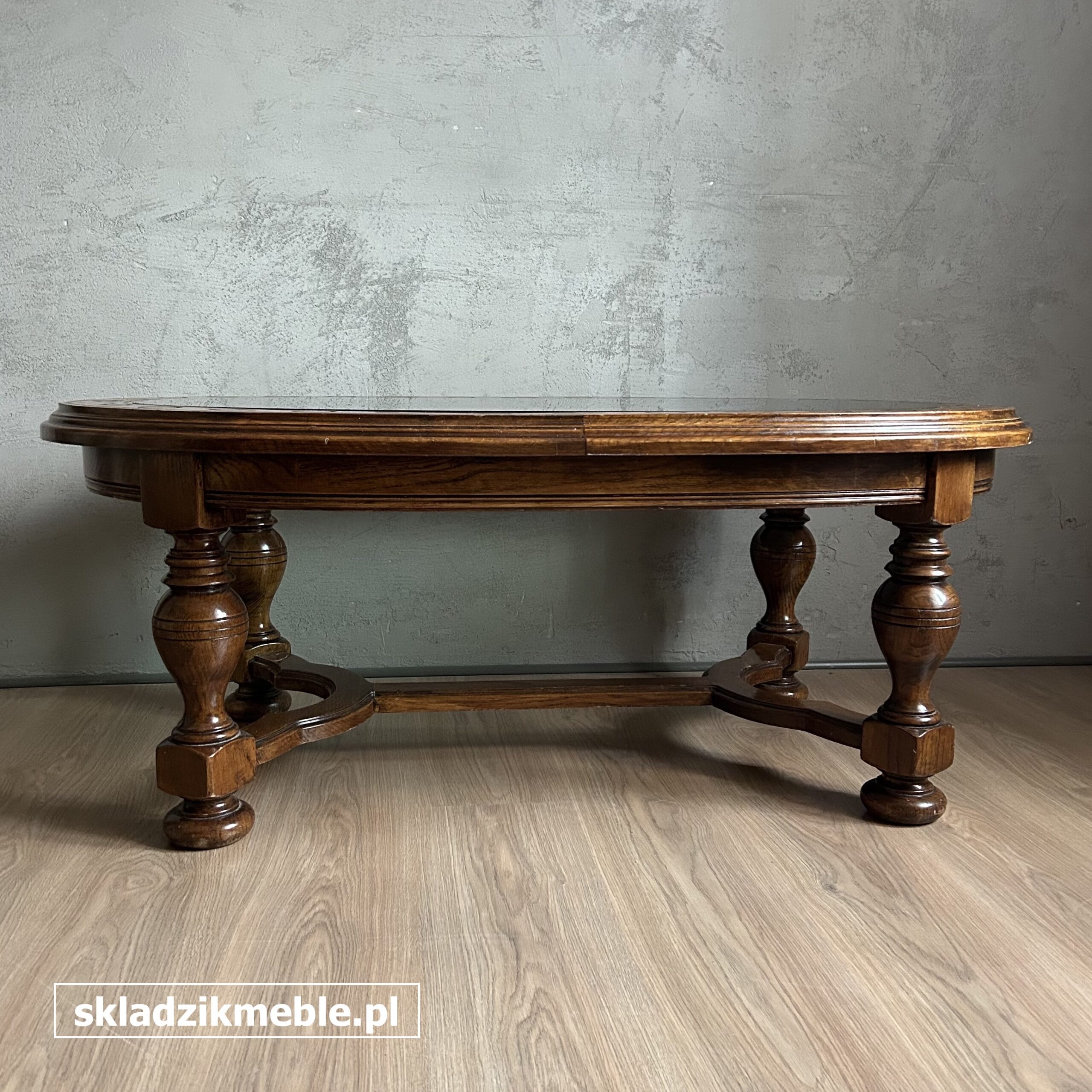 281025 OWALNA ŁAWA DĘBOWA ZE SZKLANYM BLATEM - obrazek 9