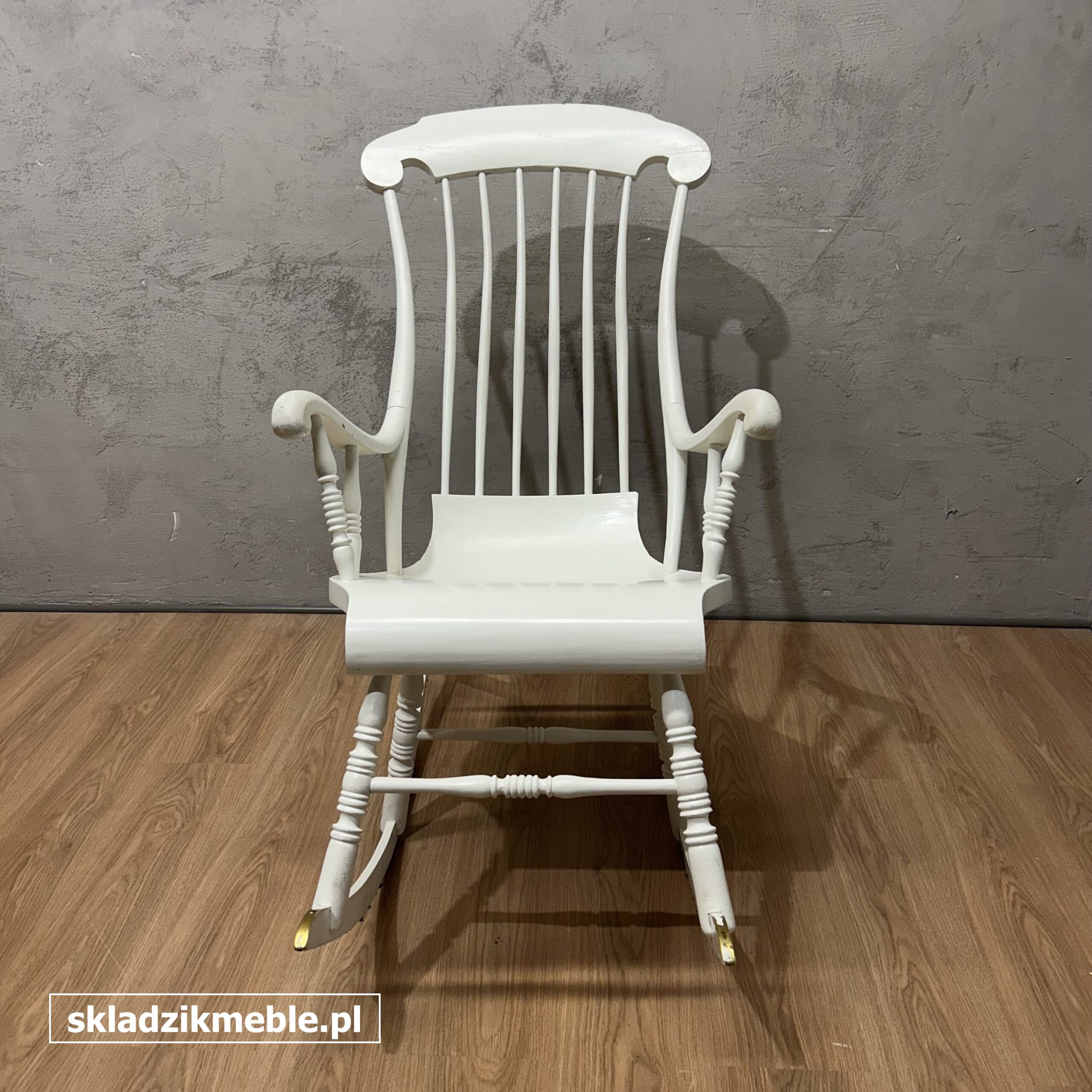 101225 FOTEL BUJANY, SOSNOWY, NA PŁOZACH, BIAŁY - obrazek 8