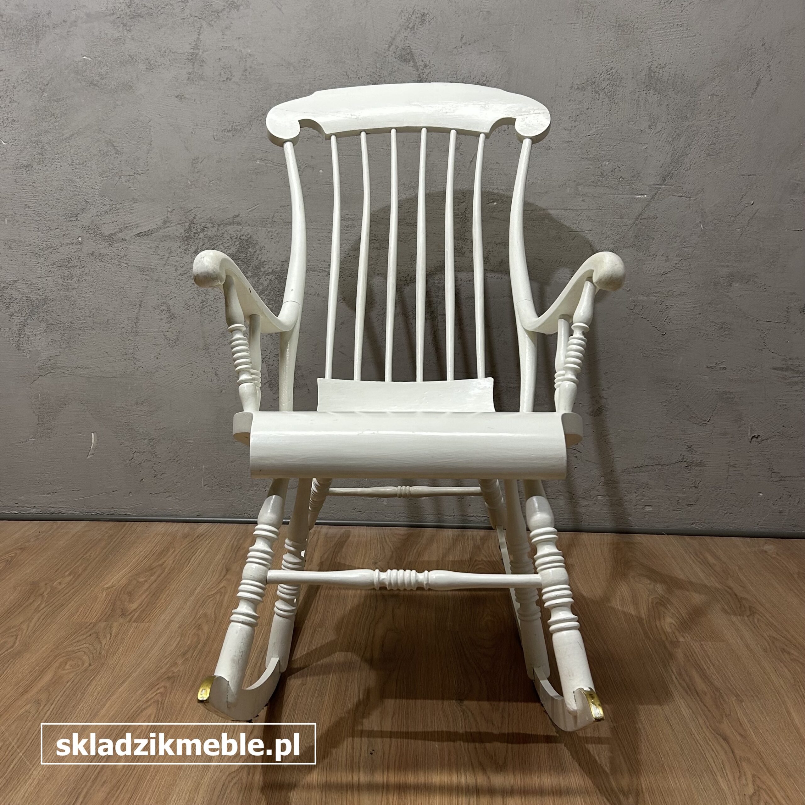 101225 FOTEL BUJANY, SOSNOWY, NA PŁOZACH, BIAŁY - obrazek 7