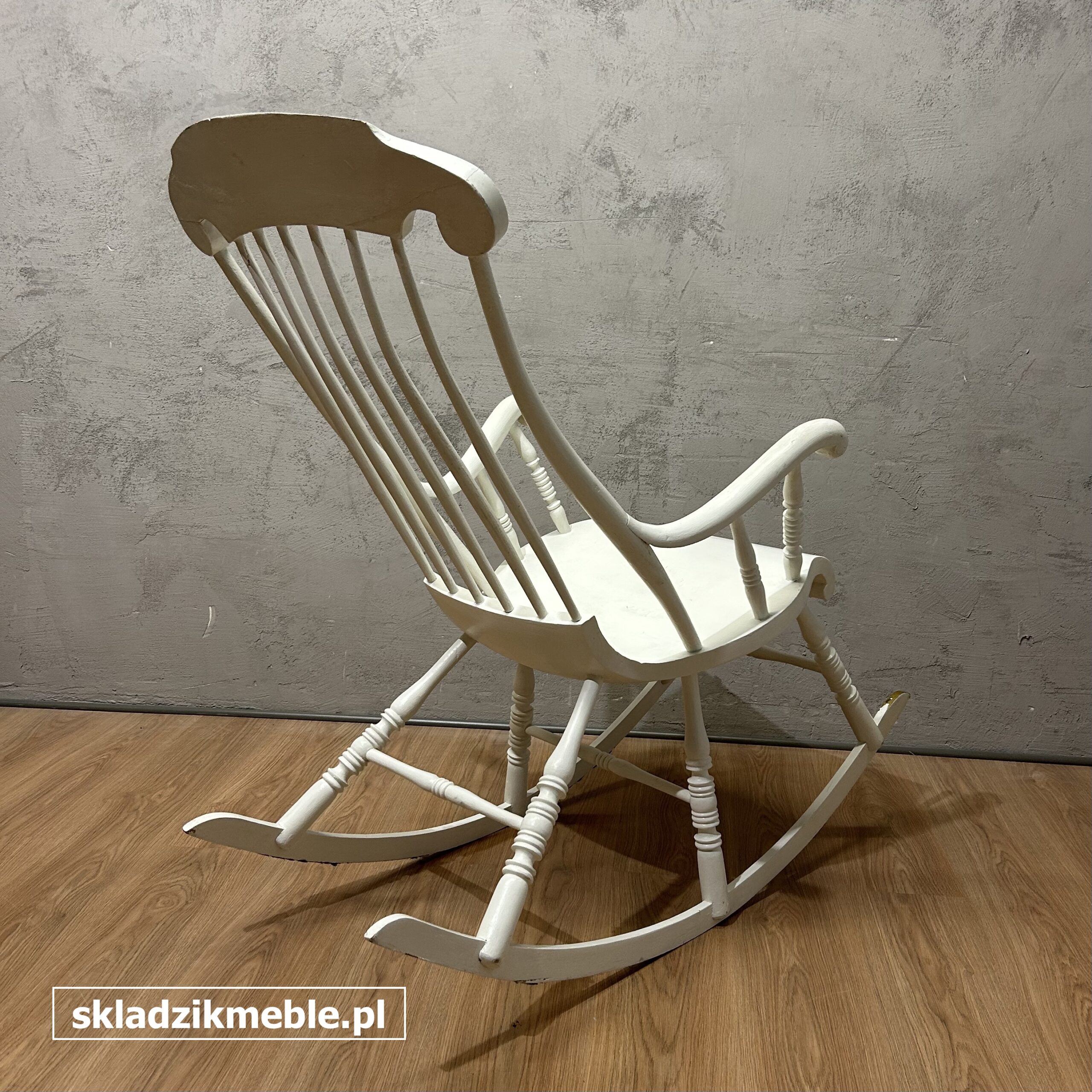 101225 FOTEL BUJANY, SOSNOWY, NA PŁOZACH, BIAŁY - obrazek 6