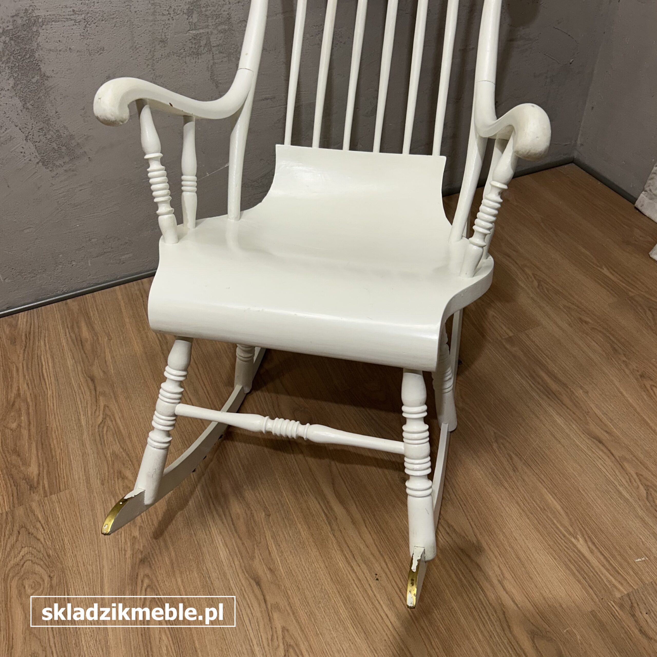 101225 FOTEL BUJANY, SOSNOWY, NA PŁOZACH, BIAŁY - obrazek 4