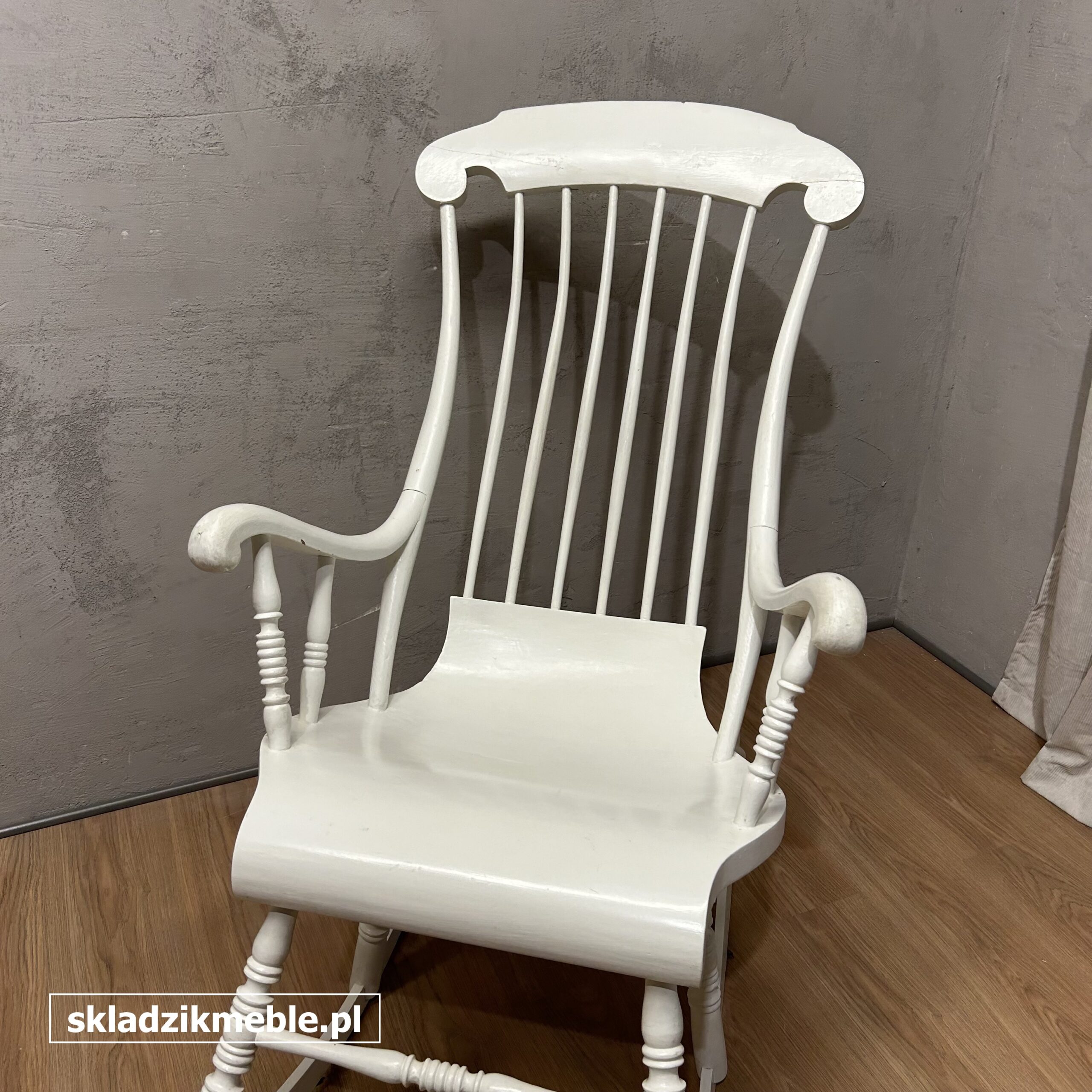 101225 FOTEL BUJANY, SOSNOWY, NA PŁOZACH, BIAŁY - obrazek 3