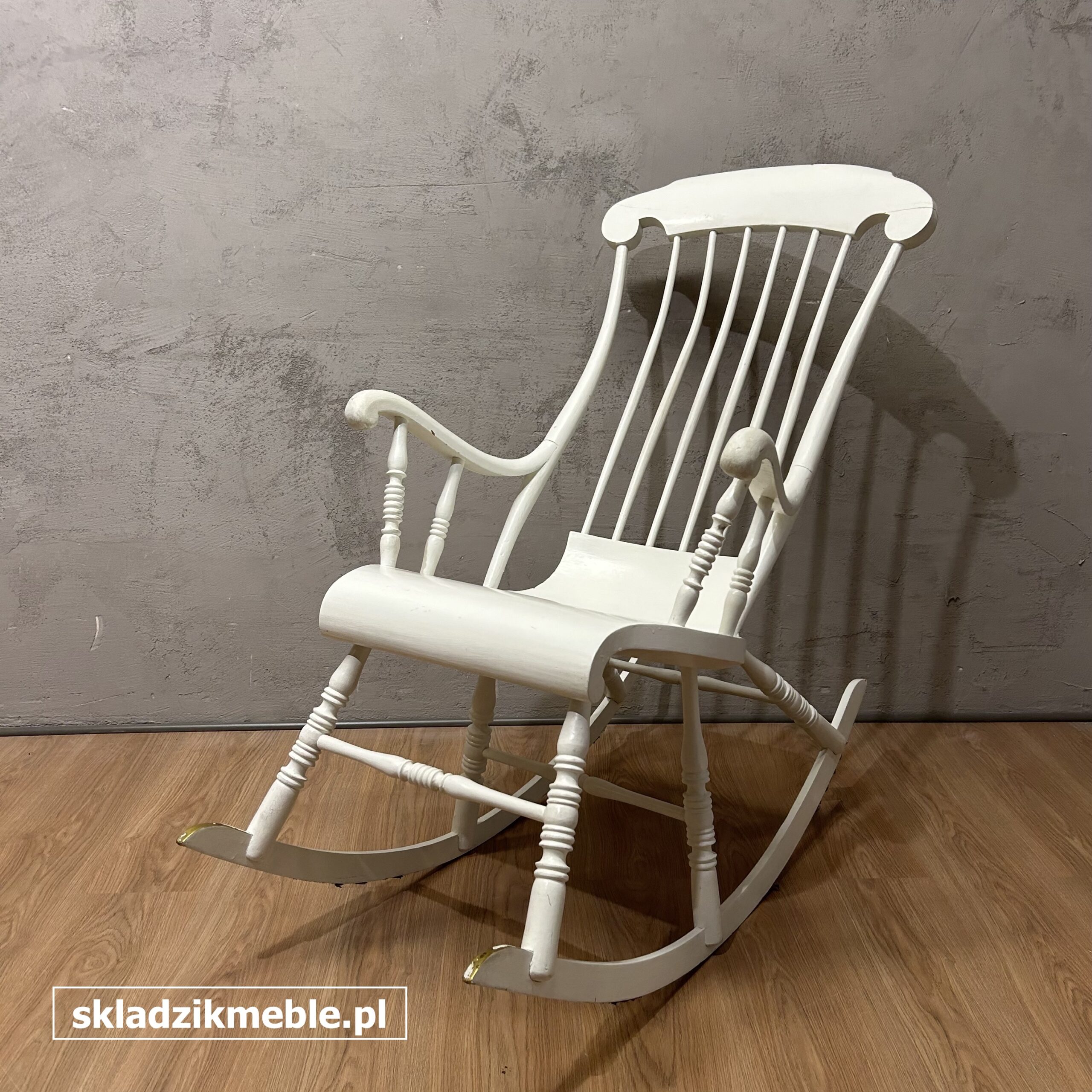 101225 FOTEL BUJANY, SOSNOWY, NA PŁOZACH, BIAŁY - obrazek 2