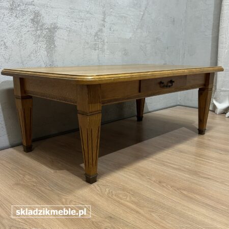 141225 ŁAWA DĘBOWA, STOLIK KAWOWY Z SZUFLADKĄ