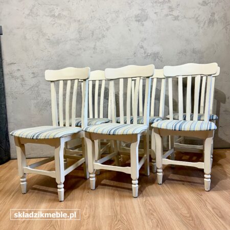 030126 KRZESŁA BIAŁE DO JADALNI W STYLU HAMPTON ZESTAW 6 SZT.