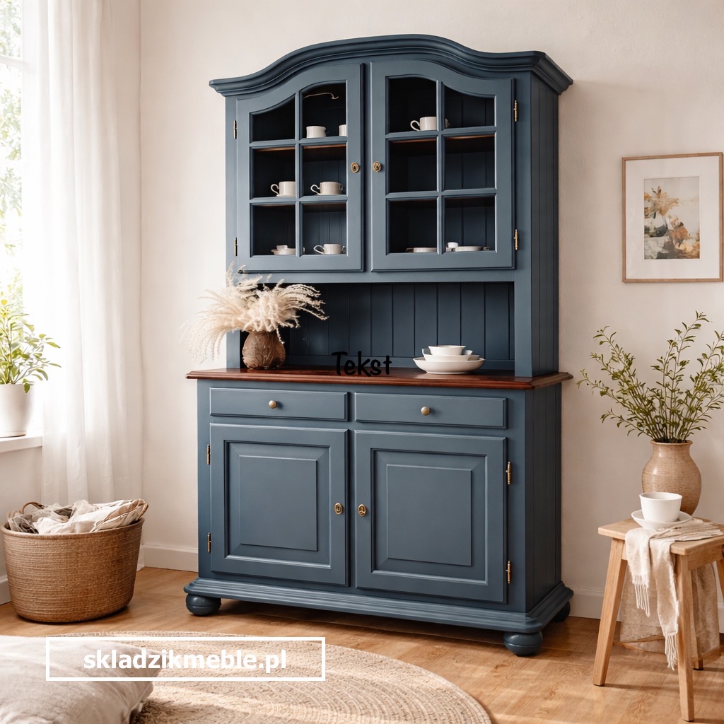 110126 KREDENS W KOLORZE MORSKIEGO GRANATU PO KOMPLEKSOWEJ METAMORFOZIE