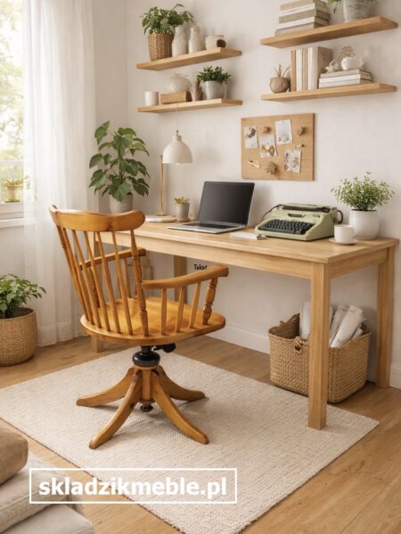 080226 SKANDYNAWSKI FOTEL BIUROWY, SOSNOWY, OBROTOWY